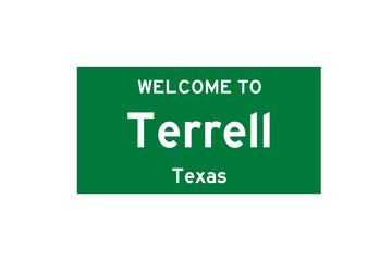 Terrell, Texas, USA. City limit sign on transparent background. 