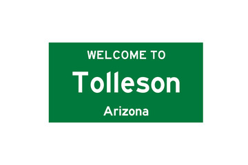 Tolleson, Arizona, USA. City limit sign on transparent background. 
