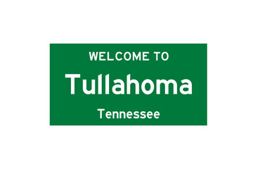 Tullahoma, Tennessee, USA. City limit sign on transparent background. 