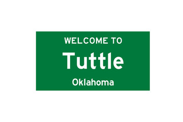 Tuttle, Oklahoma, USA. City limit sign on transparent background. 