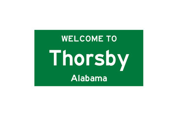 Thorsby, Alabama, USA. City limit sign on transparent background. 