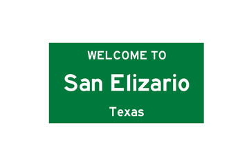 San Elizario, Texas, USA. City limit sign on transparent background. 