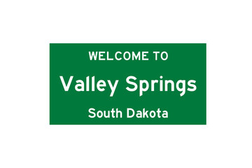 Valley Springs, South Dakota, USA. City limit sign on transparent background. 