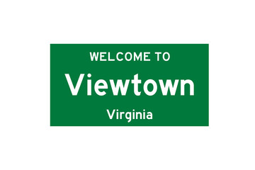 Viewtown, Virginia, USA. City limit sign on transparent background. 