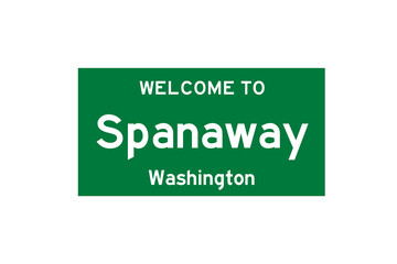 Spanaway, Washington, USA. City limit sign on transparent background. 