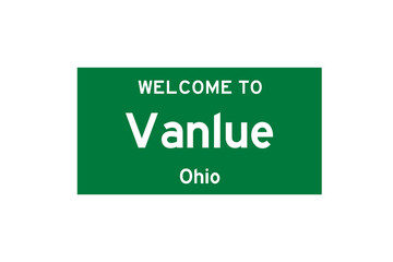 Vanlue, Ohio, USA. City limit sign on transparent background. 