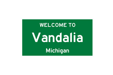 Vandalia, Michigan, USA. City limit sign on transparent background. 
