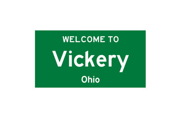 Vickery, Ohio, USA. City limit sign on transparent background. 