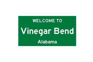 Vinegar Bend, Alabama, USA. City limit sign on transparent background. 