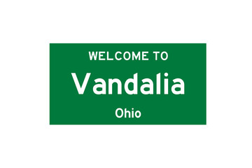 Vandalia, Ohio, USA. City limit sign on transparent background. 