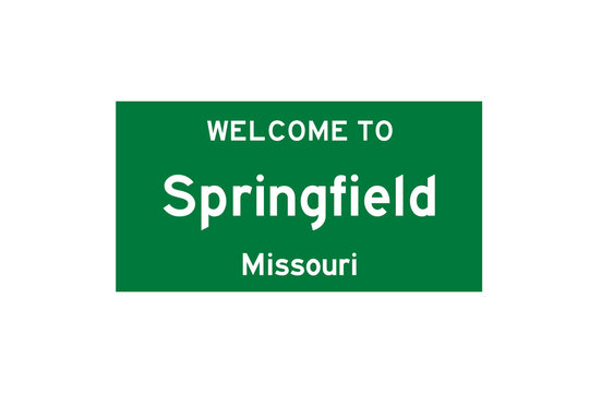 Springfield, Missouri, USA. City limit sign on transparent background. 