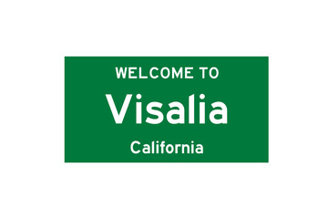 Visalia, California, USA. City limit sign on transparent background. 