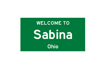 Sabina, Ohio, USA. City limit sign on transparent background. 