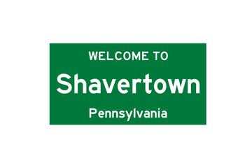 Shavertown, Pennsylvania, USA. City limit sign on transparent background. 