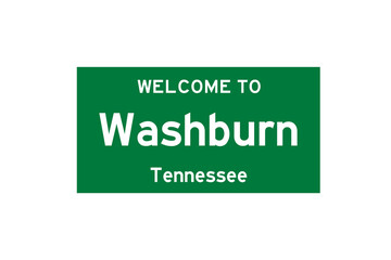 Washburn, Tennessee, USA. City limit sign on transparent background. 