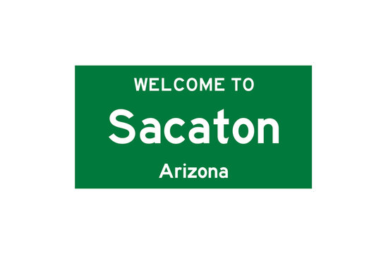 Sacaton, Arizona, USA. City limit sign on transparent background. 