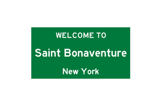 Saint Bonaventure, New York, USA. City Limit Sign On Transparent Background. 