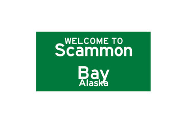 Scammon Bay, Alaska, USA. City limit sign on transparent background. 