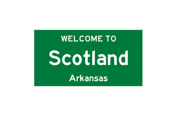 Scotland, Arkansas, USA. City limit sign on transparent background. 