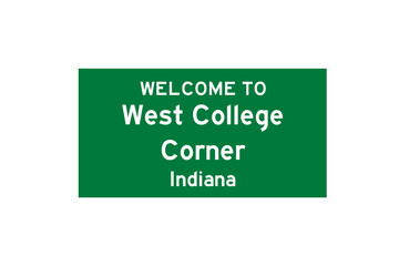 West College Corner, Indiana, USA. City limit sign on transparent background. 