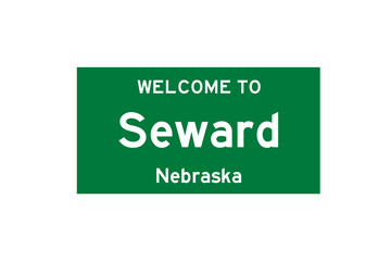 Seward, Nebraska, USA. City limit sign on transparent background. 