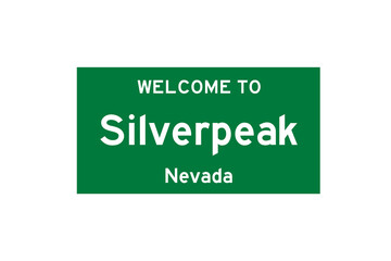 Silverpeak, Nevada, USA. City limit sign on transparent background. 