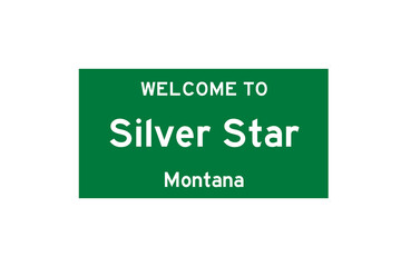 Silver Star, Montana, USA. City limit sign on transparent background. 