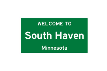 South Haven, Minnesota, USA. City limit sign on transparent background. 