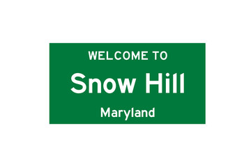 Snow Hill, Maryland, USA. City limit sign on transparent background. 