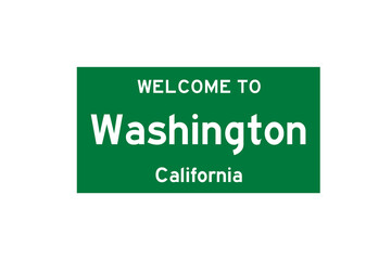 Washington, California, USA. City limit sign on transparent background. 