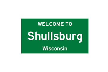 Shullsburg, Wisconsin, USA. City limit sign on transparent background. 