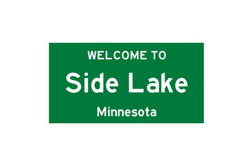 Side Lake, Minnesota, USA. City limit sign on transparent background. 