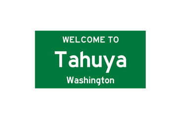 Tahuya, Washington, USA. City limit sign on transparent background. 