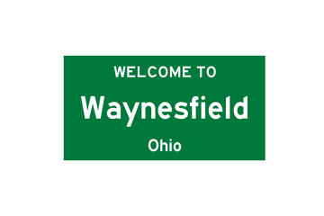Waynesfield, Ohio, USA. City limit sign on transparent background. 
