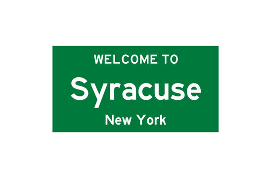 Syracuse, New York, USA. City limit sign on transparent background. 