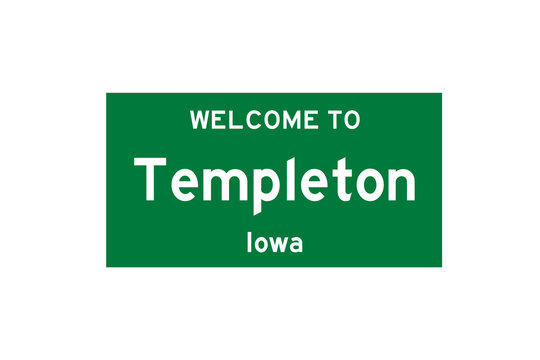 Templeton, Iowa, USA. City limit sign on transparent background. 