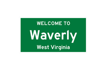Waverly, West Virginia, USA. City limit sign on transparent background. 
