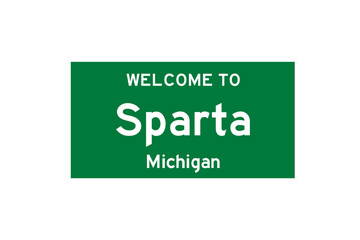 Sparta, Michigan, USA. City limit sign on transparent background. 