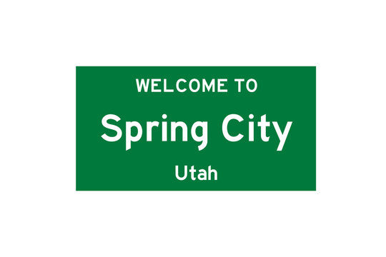 Spring City, Utah, USA. City limit sign on transparent background. 