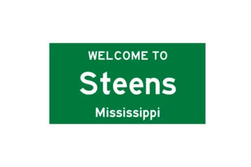Fotobehang Steens, Mississippi, USA. City limit sign on transparent background.  © Rezona