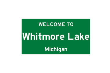 Whitmore Lake, Michigan, USA. City limit sign on transparent background. 