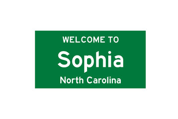 Sophia, North Carolina, USA. City limit sign on transparent background. 