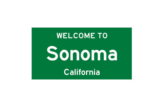 Sonoma, California, USA. City limit sign on transparent background. 