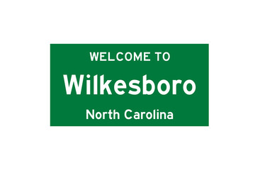Wilkesboro, North Carolina, USA. City limit sign on transparent background.  © Rezona