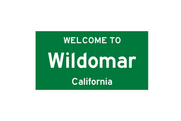 Wildomar, California, USA. City limit sign on transparent background. 