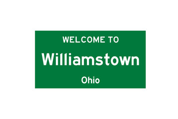 Williamstown, Ohio, USA. City limit sign on transparent background. 