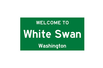 White Swan, Washington, USA. City limit sign on transparent background. 