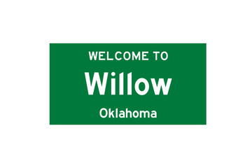 Willow, Oklahoma, USA. City limit sign on transparent background. 