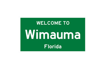 Wimauma, Florida, USA. City limit sign on transparent background. 