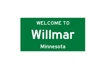 Willmar, Minnesota, USA. City limit sign on transparent background. 